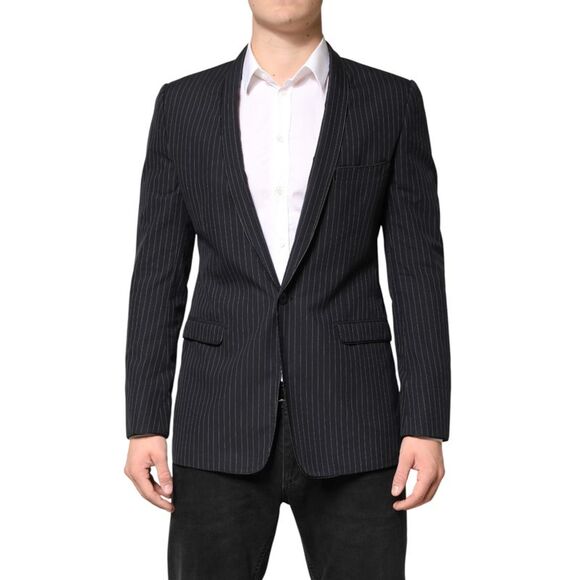 Dolce & Gabbana Black Stripes 1 Button Suit Jacket Men's Blazer